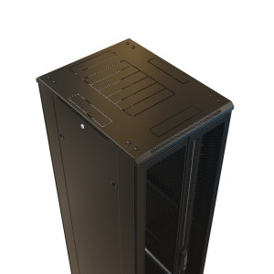 WRline Шкаф напольный 19-дюймовый, 32U, 1610x600х800 мм (ВхШхГ), передняя и задняя распашные перфорированные двери (75%), цвет черный (RAL 9004) (разобранный)