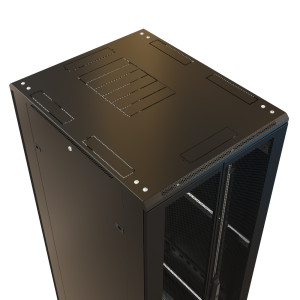 WRline Шкаф напольный 19-дюймовый, 32U, 1610х800х1200 мм (ВхШхГ), передняя и задняя распашные перфорированные двери (75%), цвет черный (RAL 9004) (разобранный)