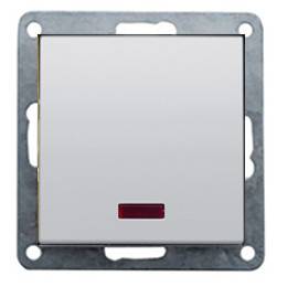 Ecoplast Выключатель 1-кл., c индикатором (схема 1L) 16 A, 250 B (серебристый металлик) LK60