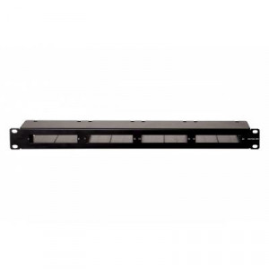 Коммутационная патч-панель Eurolan, 19", 1HU, портов: 24 х RJ45, кат. 6, экр., с задним кабельным организатором (без модулей), цвет: чёрный, 4 кассеты, (27C-00-24BL)