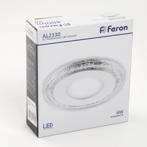 Светодиодный светильник Feron AL2330 встраиваемый 6W 4000K с синей подсветкой, белый