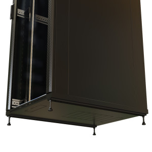 WRline Шкаф напольный 19-дюймовый, 32U, 1610x800х800 мм (ВхШхГ), передняя стеклянная дверь со стальными перфорированными боковинами, задняя дверь сплошная, цвет черный (RAL 9004) (разобранный)
