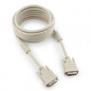 Кабель DVI-D single link Cablexpert CC-DVI-15, 19M/19M, 4.5м, серый, экран, феррит.кольца, пакет