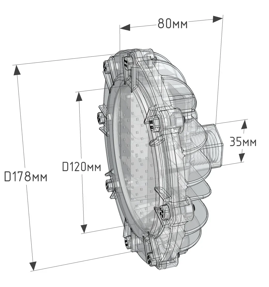 ДСП-28Вт, IP67, 5000К, 3550Лм, взр:1ExsIIT6X, на трубу 3/4, 120°, 220В,