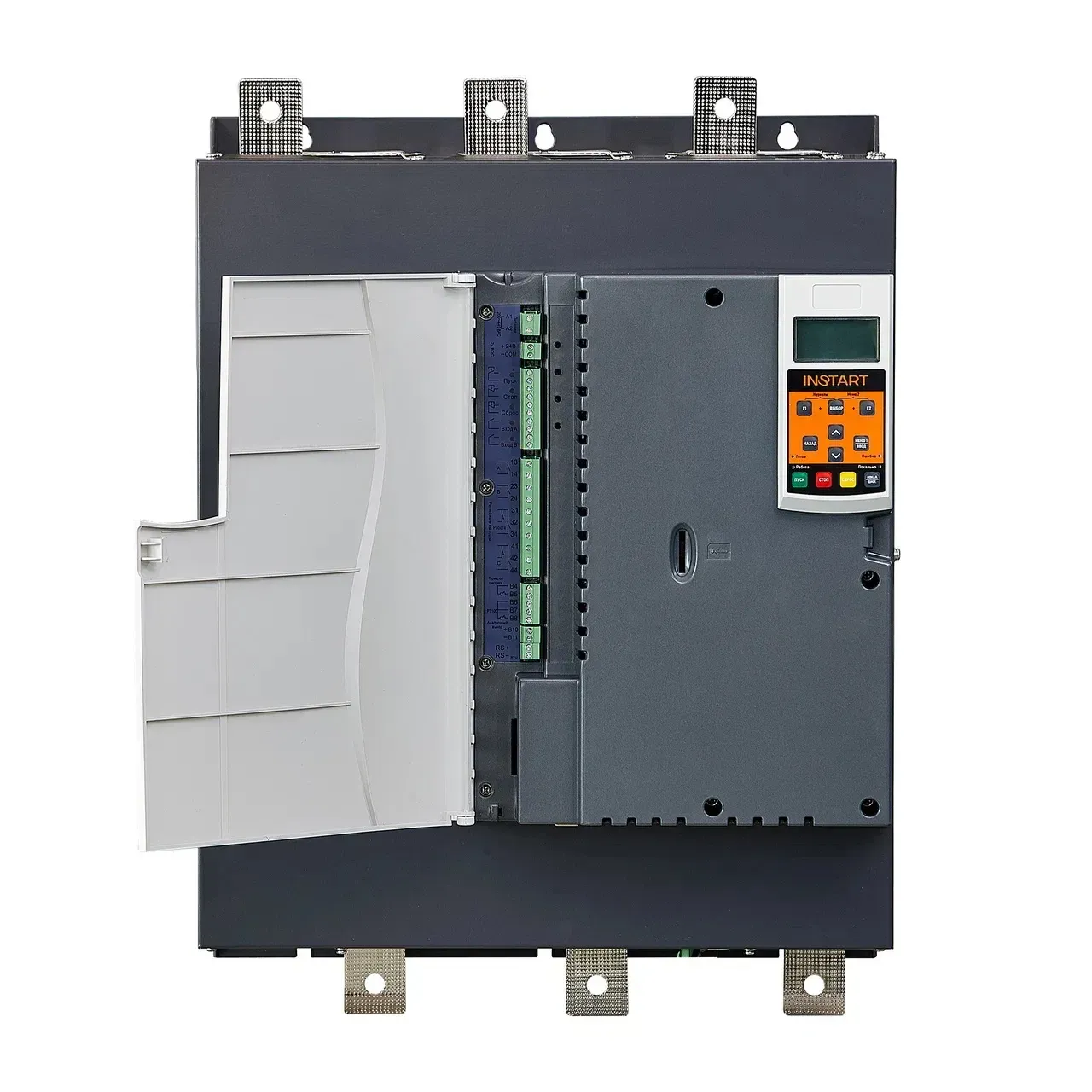Устройство плавного пуска SNI-320/630-04 +SNI-DP-B(PROFIBUS) 320кВт 630А 3ф 342-440В, IP00, контактор встроен, панель LCD IP55 выносная русскоязычная