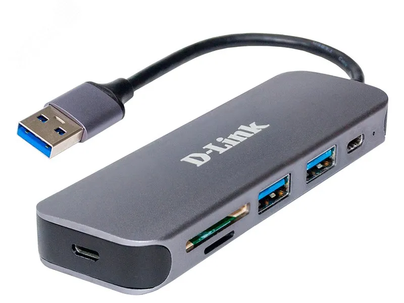 Концентратор 2 порта USB 3.0, 1 , слоты для карт SD,microSD, разъем USB 3.0 d-link dub-1325/a1a