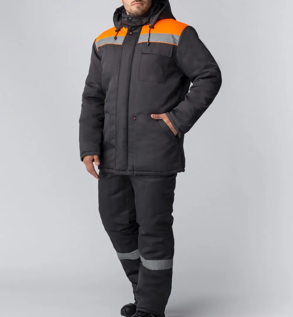 Костюм зимний Партнер NEW (Смесовая, 210) п/к, темно-серый/оранжевый,64-66,170-176