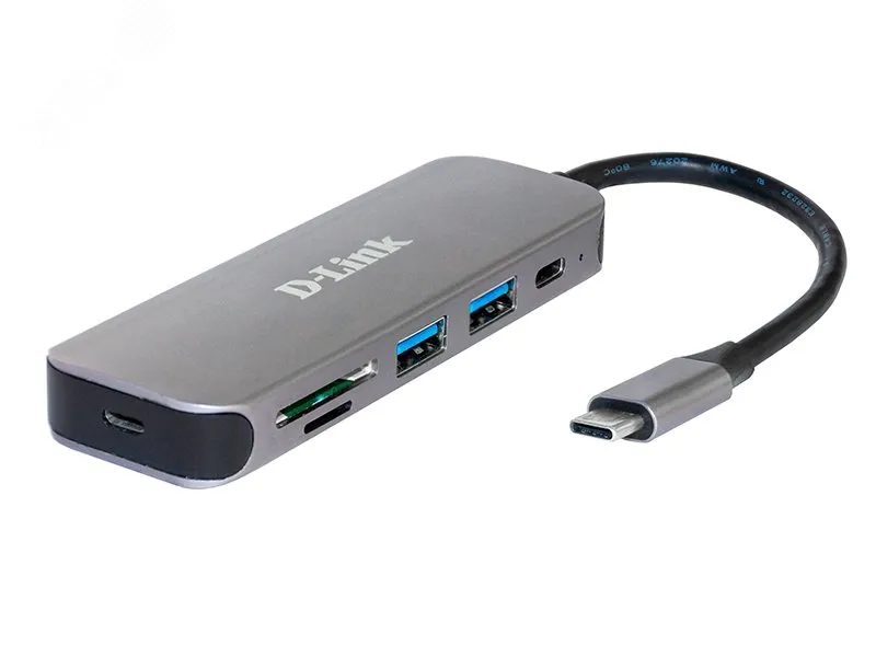 Разветвитель USB 2 порта USB 3.0 Type-A 1хUSB Type-C, 1хSD/microSD d-link dub-2325/a1a