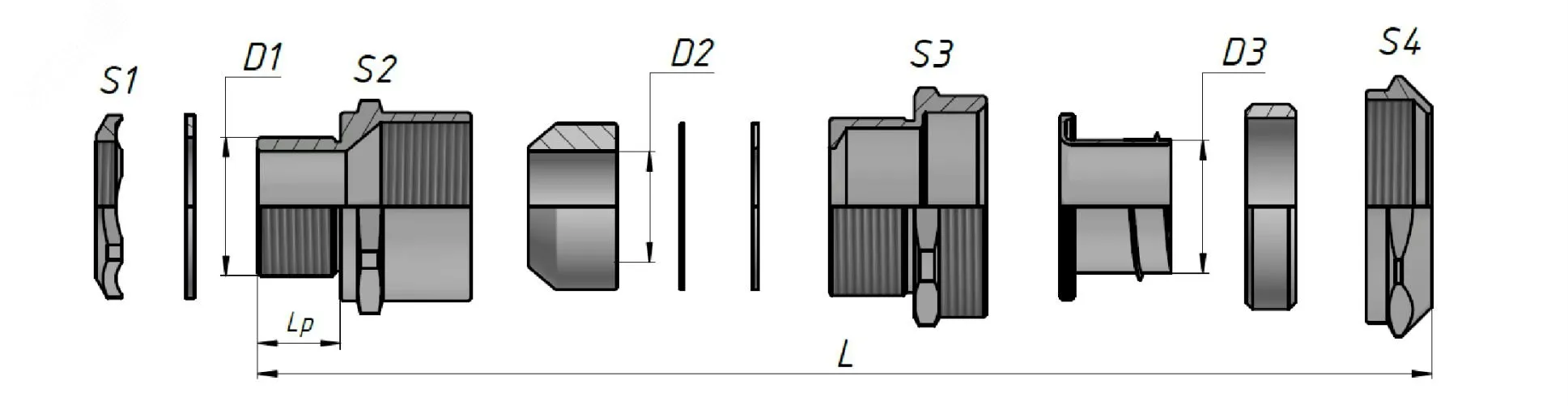 Ввод кабельный Ех ВКВМР-НР-М25-20-МР25 1Ex db e II Gb X ГОФРОМАТИК