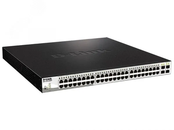 Коммутатор настраиваемыйL2 52 порта RJ45/SFP 10 100 1000 Мб/с PoE 740Вт d-link 139863