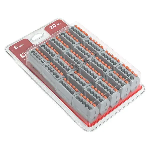 Клемма СМК 222-415 с рычагом 5 отверстий блистер (20шт.) EKF plc-smk-415b-20