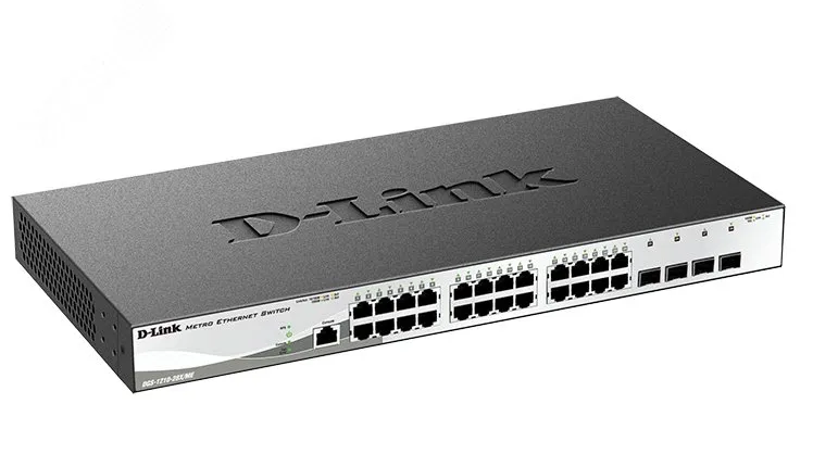 Коммутатор управляемый L2 24 порта RJ45/SFP 10 100 1000 Мб/с d-link 140362