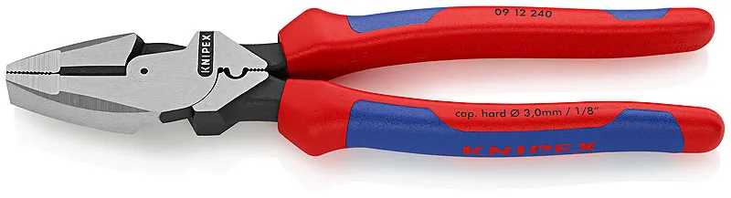 Linemans Pliers плоскогубцы электромонтёра с приспособлением для протяжки кабеля и обжима кабельных наконечников рез: проволока средней твёрдости 46 мм твёрдая проволока 3 мм L-240 мм чёрные 2-компонентные рукоятки