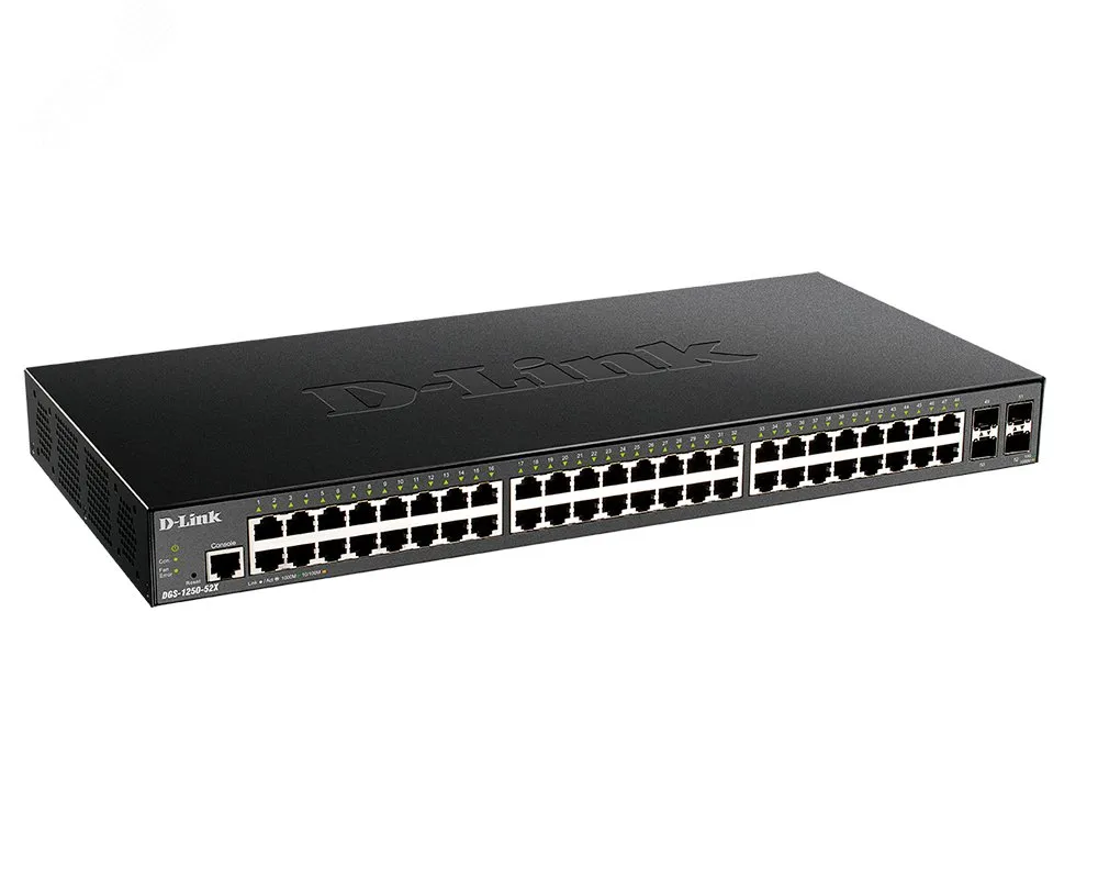 Коммутатор управляемый L2 48 портов 10/100/1000 Мб/с, 4хSFP+ d-link dgs-1250-52x/a1a