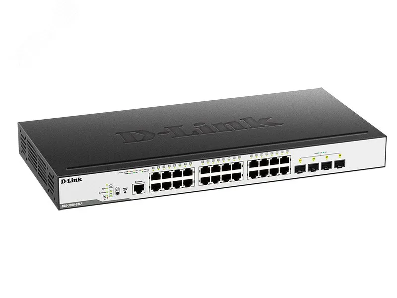 Коммутатор управляемый L2 24 порта RJ45/SFP 10 100 1000 Мб/с PoE 193Вт d-link 117400