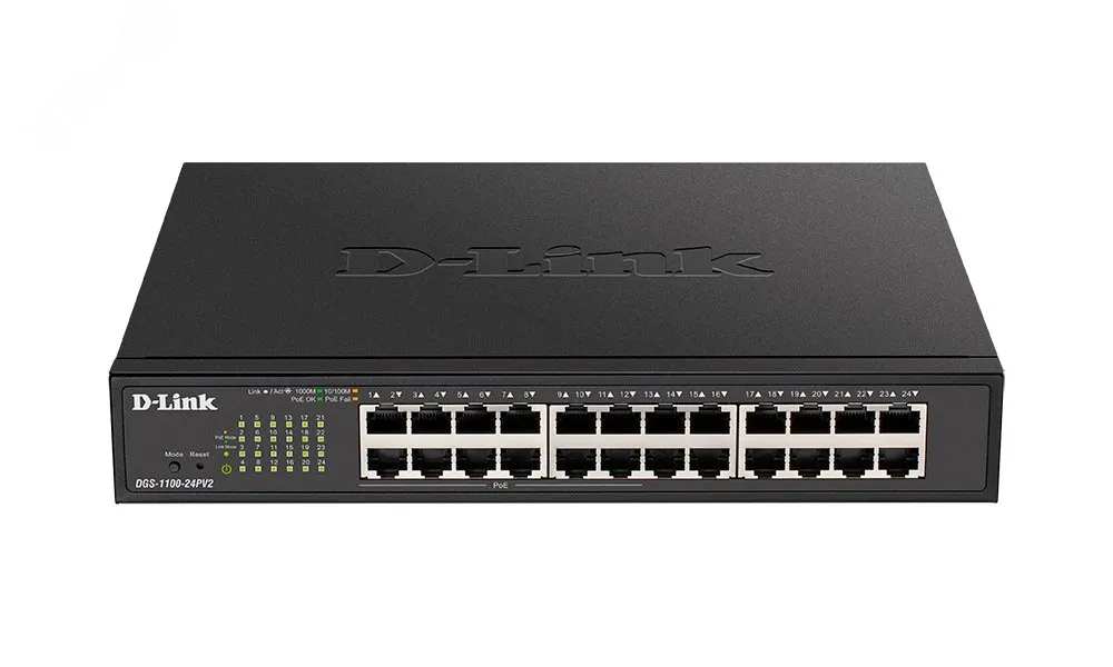 Коммутатор управляемый L2 24 порта RJ45 10 100 1000 Мб/с PoE 100Вт d-link 144760