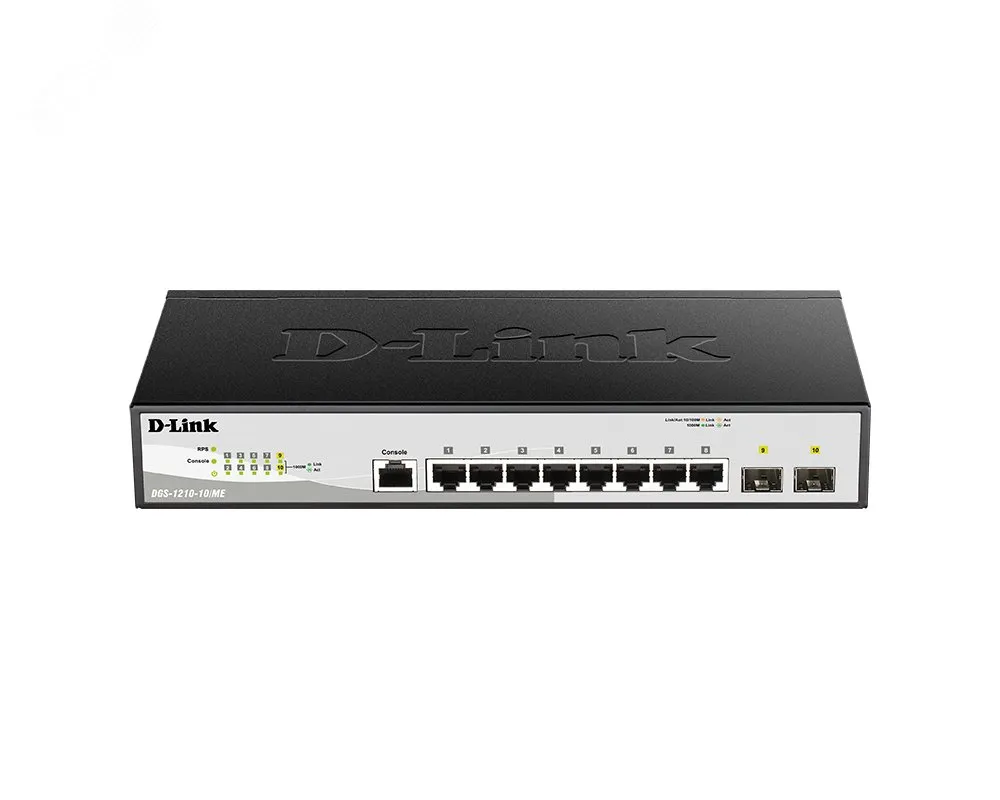Коммутатор управляемый L2 10 портов RJ45/SFP 10 100 1000 Мб/с d-link 134566