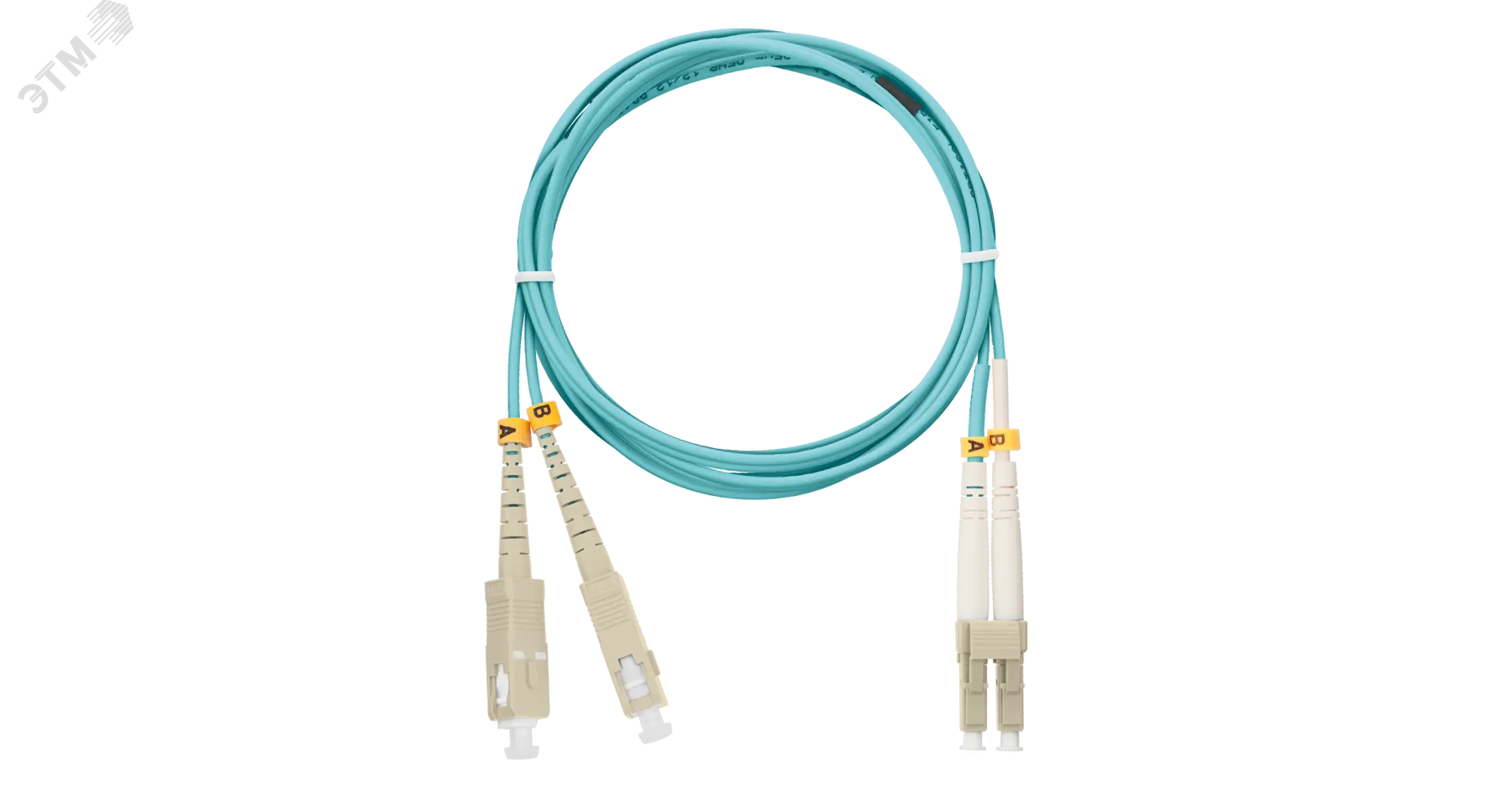 Шнур оптический переходной, мм 50/125 OM3, SC/UPC-LC/UPC, двойной, LSZH, 2мм, аква, 3м