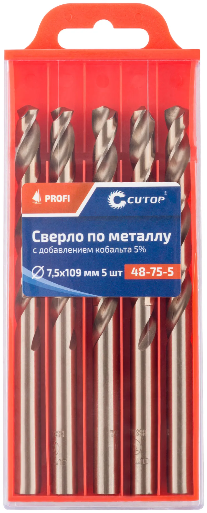 Сверло по металлу Cutop Profi с кобальтом 5%, 7.5 x 109 мм (5 шт)