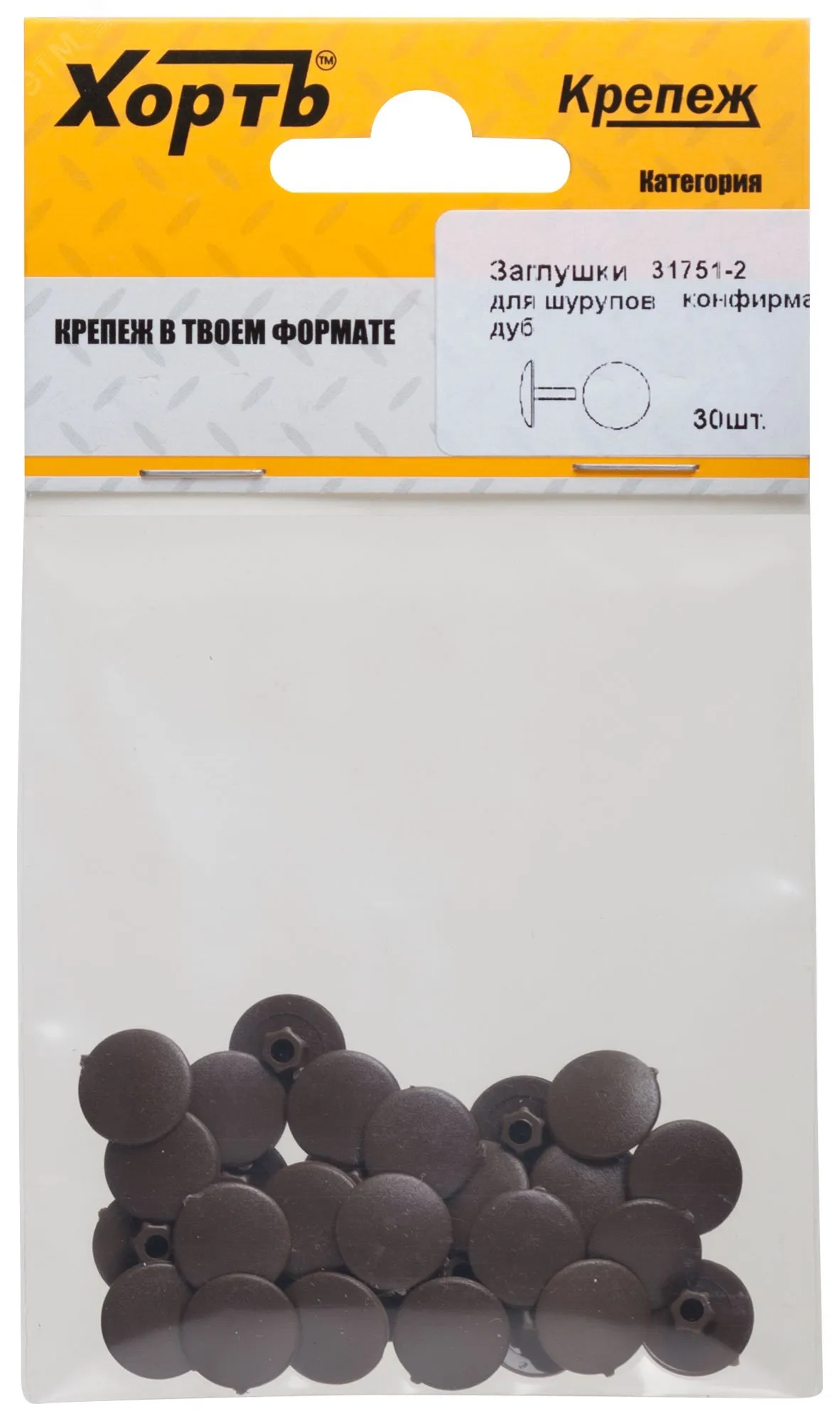 Заглушки под конфирмат дуб (30шт) fit 31751-2