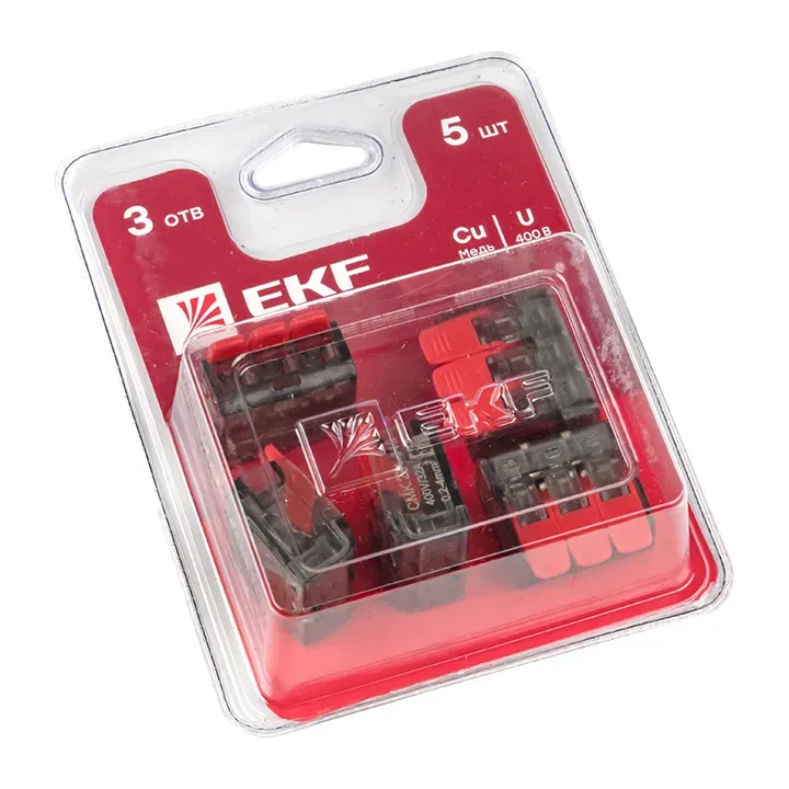 Клемма СМК 221-413 3 отверстия 0.2-4.0 мм2 блистер (5шт.) PROxima Ekf plc-smk-221-413b