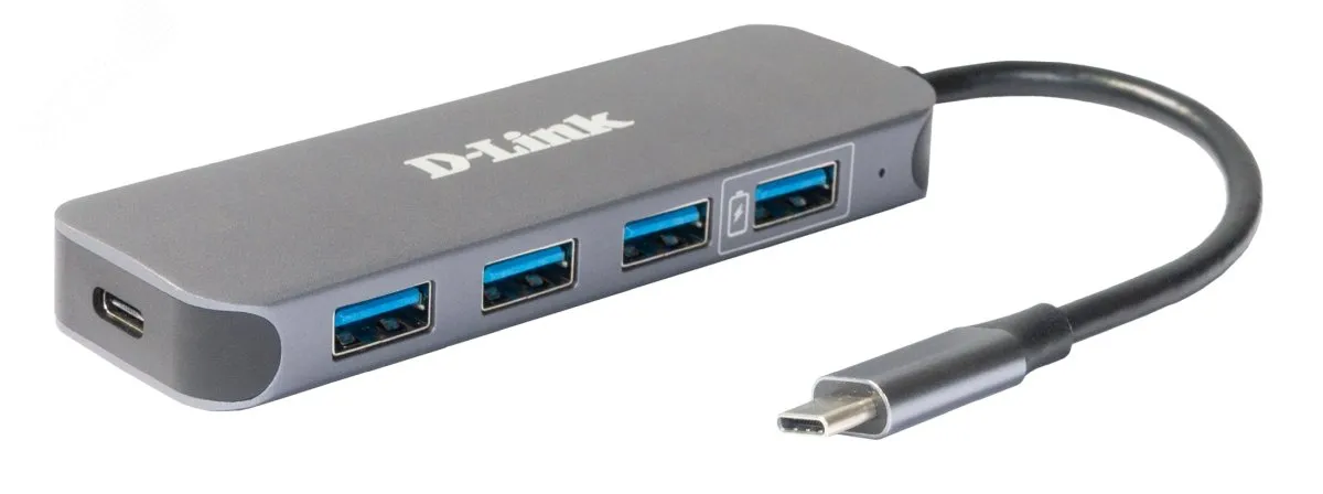 Концентратор 4 порта USB 3.0, 1 портом USB Type-C/PD 3.0 и разъемом USB Type-C d-link 134514