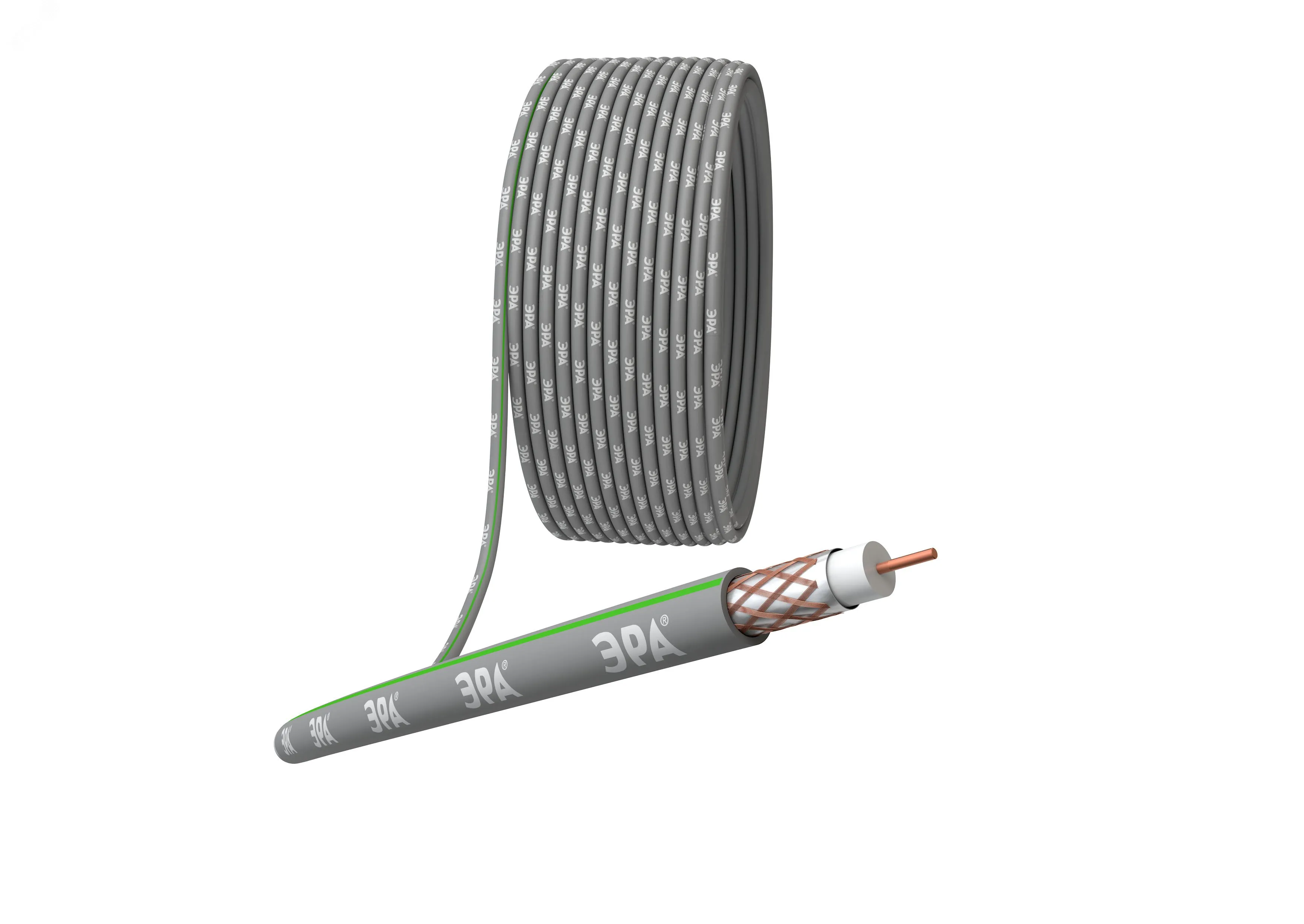 Кабель коаксиальный SAT 703 B 75 Ом Cu/(оплётка Cu 75%) нг(А)HF серый 100 м Эра б0044616