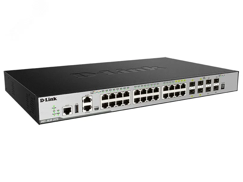 Коммутатор управляемый L3 30 портов RJ45/SFP 10 100 1000 Мб/с d-link 122149