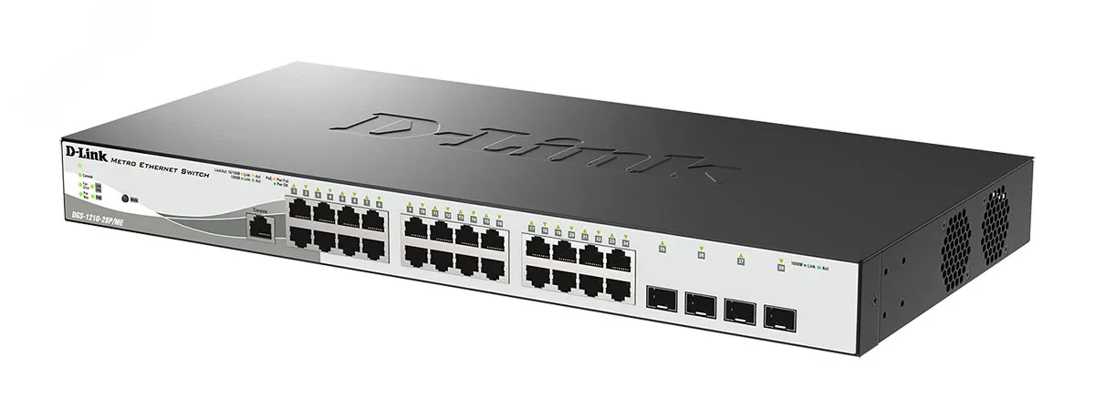 Коммутатор управляемый L2 24 порта RJ45/SFP 10 100 1000 Мб/с PoE 120Вт