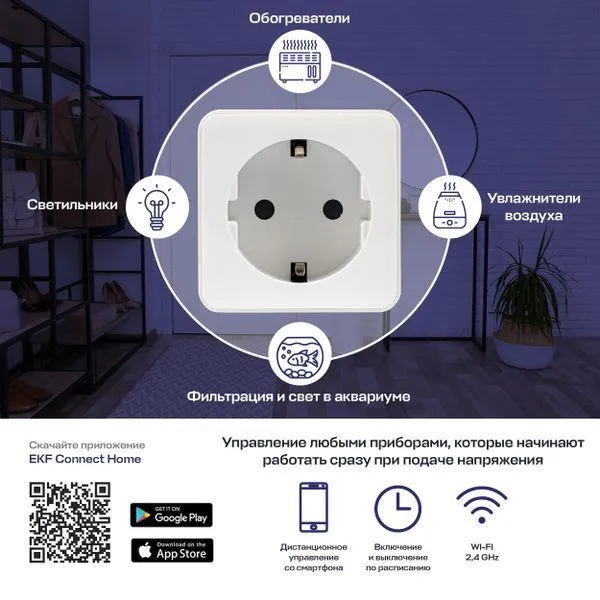 Умная розетка Сonnect Wi-Fi белая