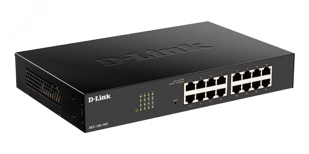 Коммутатор управляемый L2 16 портов 10/100/1000 Мб/с d-link dgs-1100-16v2/a2a