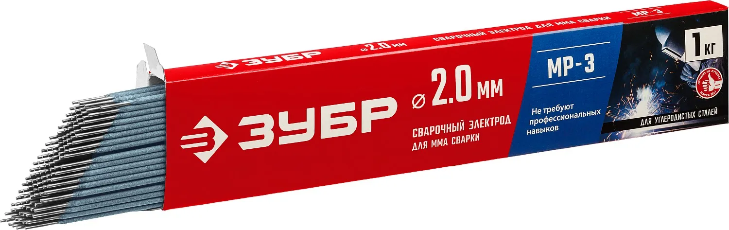 Электрод сварочный МР-3 рутиловый, d 2,0 х 300 мм, 1 кг в коробке.