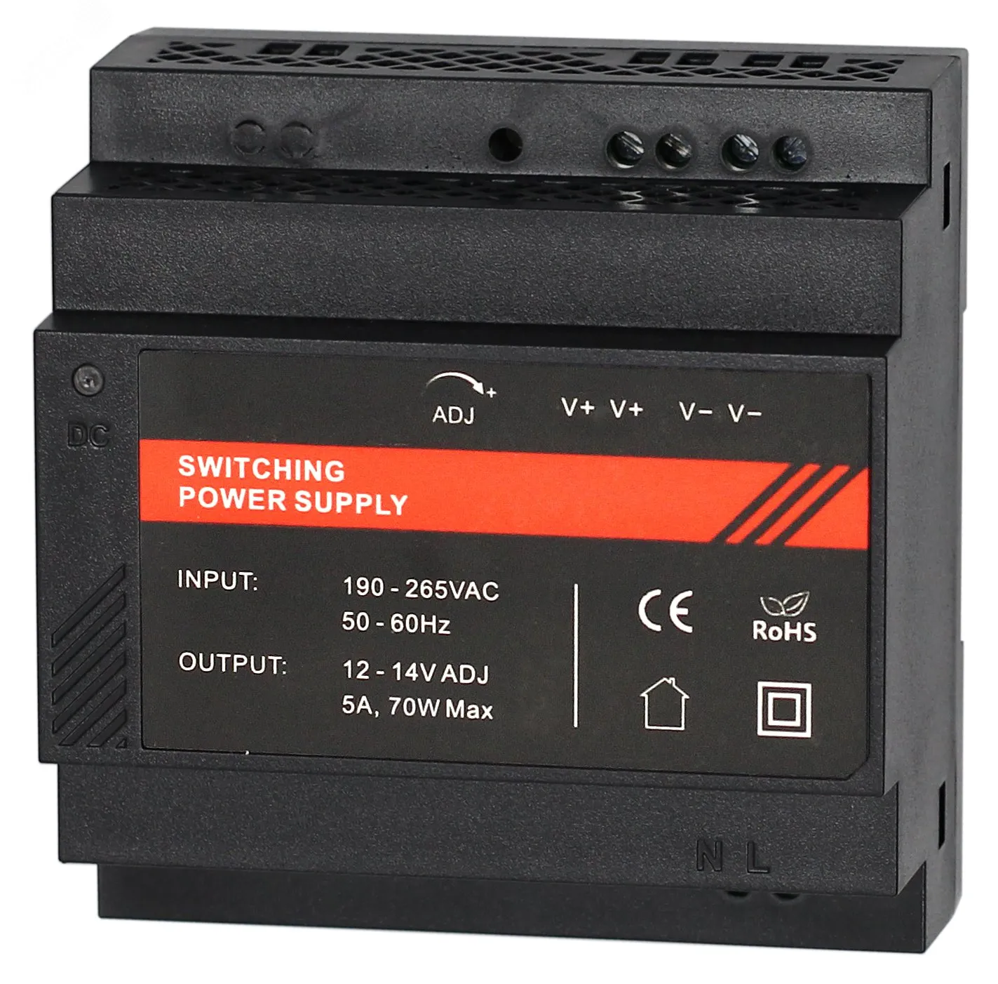 БП 12 VDC, 5 A, крепление на DIN-рейку, черный