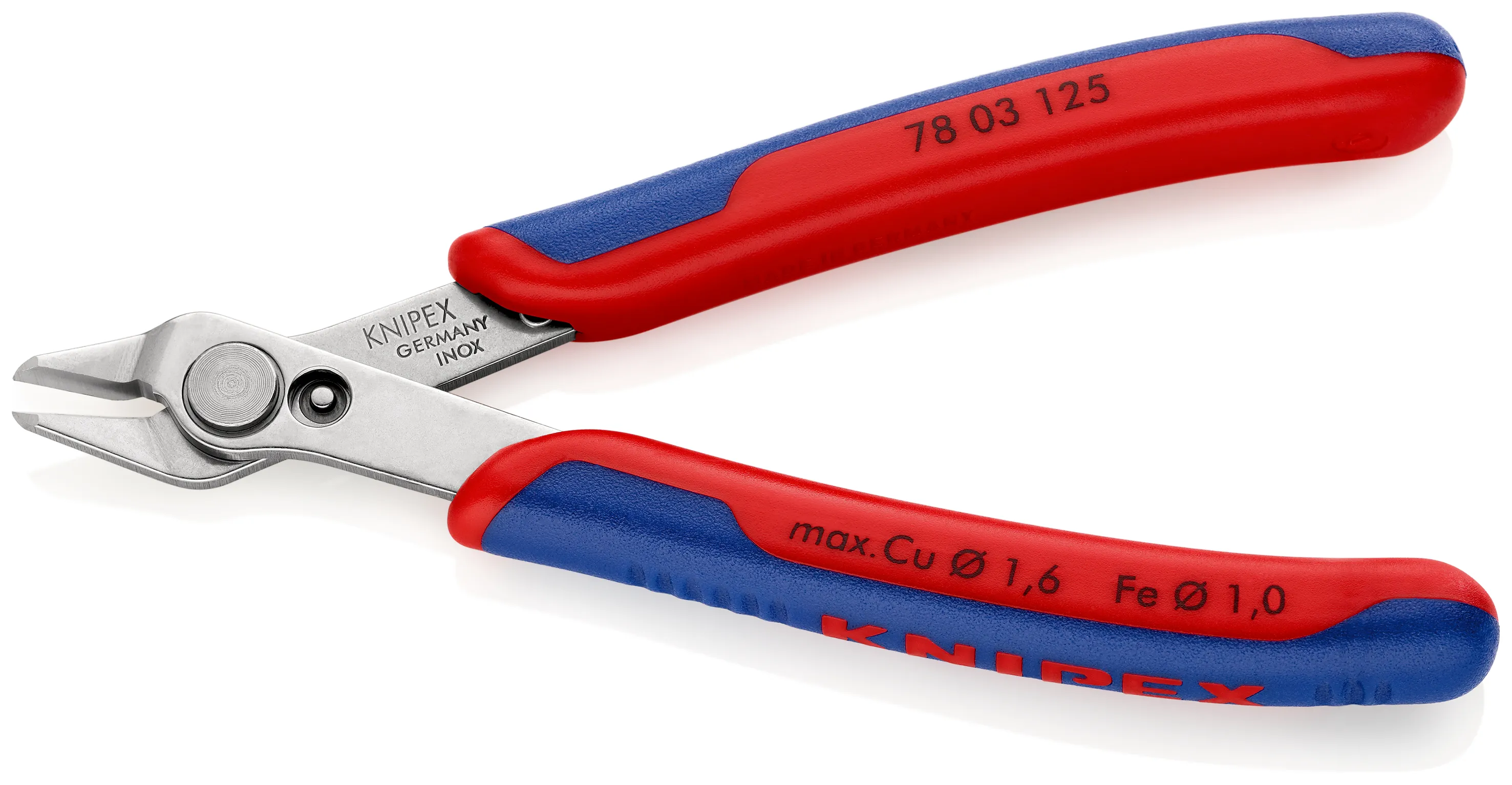 Бокорезы прецизионные ElecTronic Super KNips резка - мягкая проволока 02-16мм проволока средней твердости 1мм L=125мм высокочастотная закалка режущих кромок до 60HRC INOX - инструментальная сталь 2-компонентные рукоятки