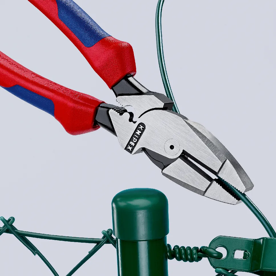 Linemans Pliers плоскогубцы электромонтёра с приспособлением для протяжки кабеля и обжима кабельных наконечников рез: проволока средней твёрдости 46 мм твёрдая проволока 3 мм L-240 мм чёрные 2-компонентные рукоятки
