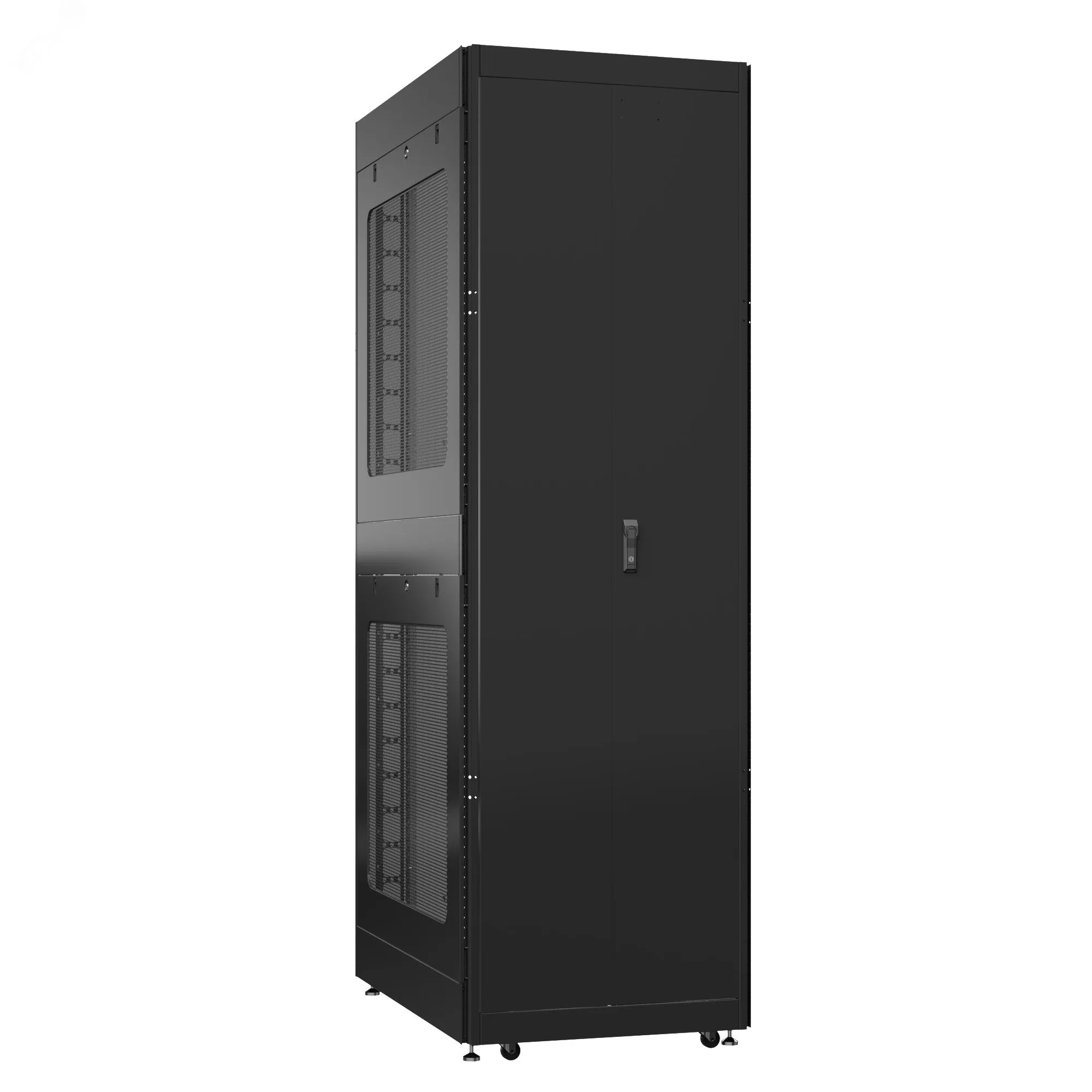 Шкаф серверный 42U 800х1200 передняя дверь: одностворчатая перфорированная IP20. задняя дверь: без. боковые панели: перфорированные. цвет: черный RAL9005 