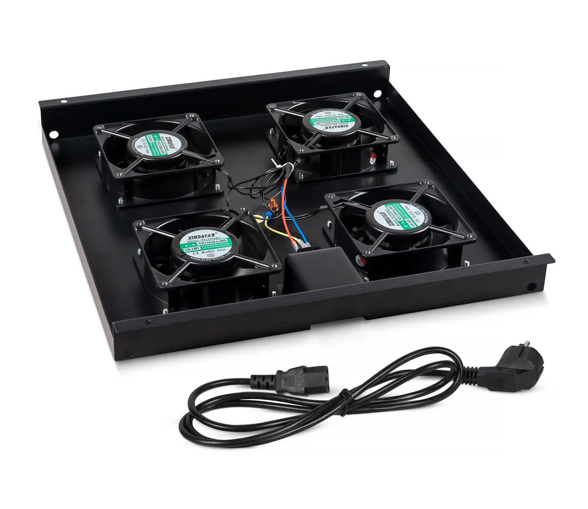 Вентиляторный модуль потолочный для шкафов 19 Cabeus TRAY-SC-120-BK 4 вентилятора черный