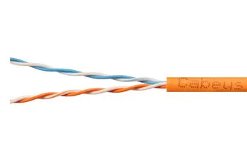 Витая пара UTP 5e Cabeus UTP-2P-Cat.5e-SOLID-LSZH-OR-20 2 пары одножильная LSZH оранжевая 20 метров