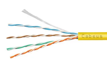 Витая пара UTP 5e Cabeus UTP-4P-Cat.5e-SOLID-LSZH-YL-20 4 пары одножильная LSZH жёлтая 20 метров
