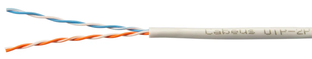 Витая пара UTP 5e Cabeus UTP-2P-Cat.5e-SOLID-LSZH-GY-20 2 пары одножильная LSZH серая 20 метров