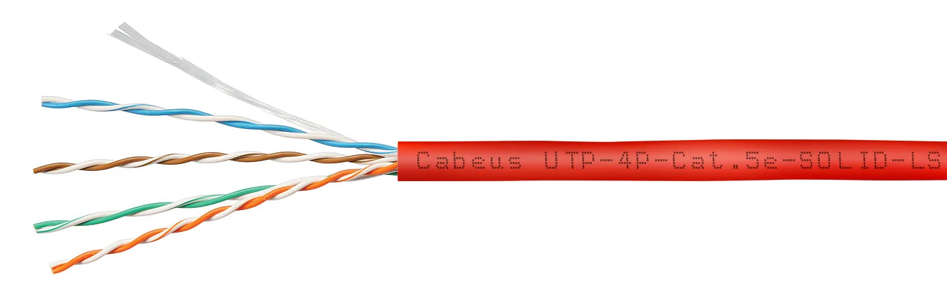 Витая пара UTP 5e Cabeus UTP-4P-Cat.5e-SOLID-LSZH-RD-25 4 пары одножильная LSZH красная 25 метров