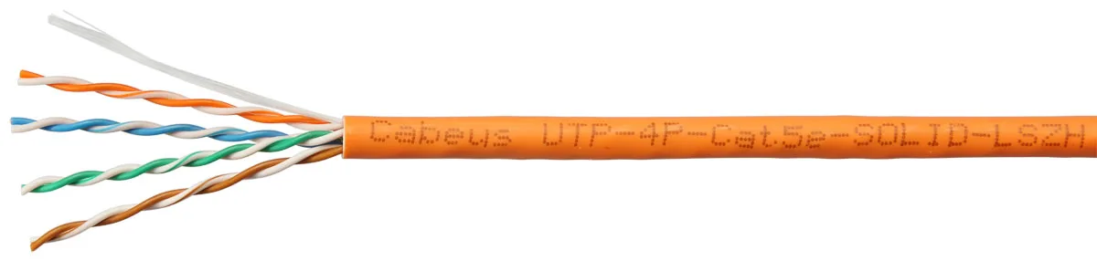 Витая пара UTP 5e Cabeus UTP-4P-Cat.5e-SOLID-LSZH-OR-LIGHT-25 4 пары одножильная LSZH оранжевая 25 метров