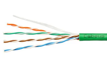 Витая пара UTP 5e Cabeus UTP-4P-Cat.5e-SOLID-LSZH-GN-25 4 пары одножильная LSZH зелёная 25 метров