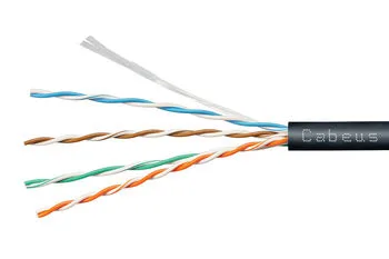 Витая пара UTP 5e Cabeus UTP-4P-Cat.5e-SOLID-LSZH-BK-25 4 пары одножильная LSZH чёрная 25 метров