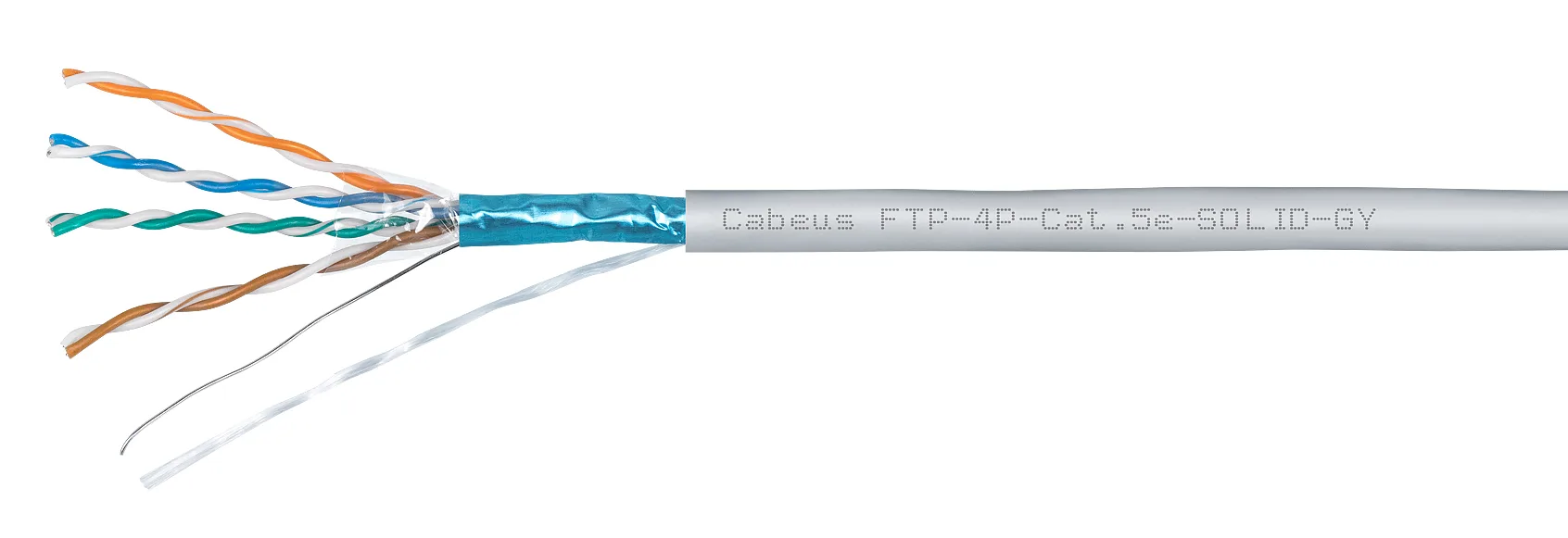 Витая пара F/UTP 5e Cabeus FTP-4P-Cat.5e-SOLID-LSZH-GY-25 4 пары одножильная LSZH серая 25 метров