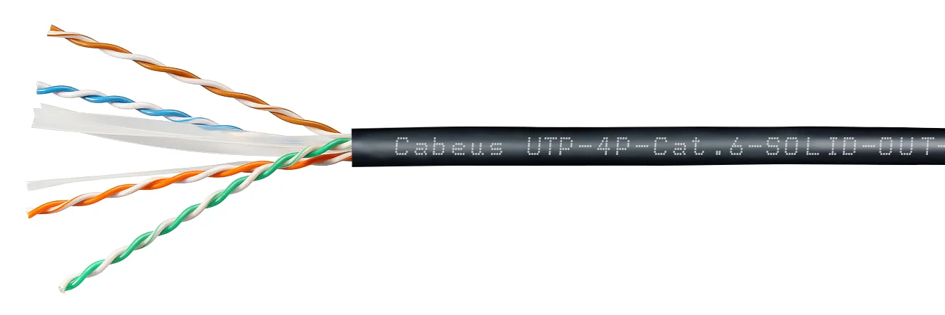 Витая пара UTP 6 Cabeus UTP-4P-Cat.6-SOLID-OUT-LSZH-UV-50 4 пары, одножильная, LSZH/UV серая 50 метров