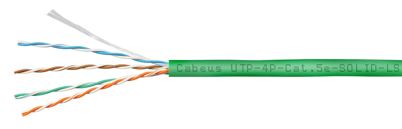 Витая пара UTP 5e Cabeus UTP-4P-Cat.5e-SOLID-LSZH-GN-50 4 пары, одножильная, LSZH зеленая 50 метров