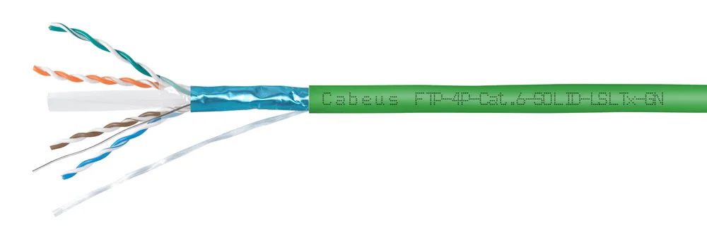 Витая пара F/UTP 6 Cabeus FTP-4P-Cat.6-SOLID-LSLTx-GN-50 4 пары, одножильная, LSLTx зеленая 50 метров