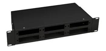 Кросс бокс оптический 19'' 2U на 6 адаптерных панелей. цвет черный Cabeus fo-cs-19-6fp-bk