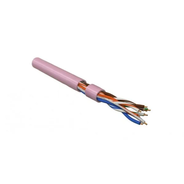 Витая пара U/UTP кат 5e 4 пары AWG24 solid IN LSZH нг(А)-HF розовый 100м Hyperline uutp4-c5e-s24-in-lszh-pk-100